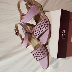 Lucca Lane Haldene wedges in lilac rose